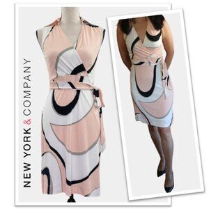 New York & Company Printed Sleeveless Faux Wrap Dress - Size XS